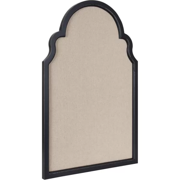 Kate and Laurel Hogan Farmhouse Framed Arch Fabric Pinboard 24 x 36 Black Decorative Bulletin Board with Moroccan Arch and Linen Fabric Pinning Surface for WallBlack