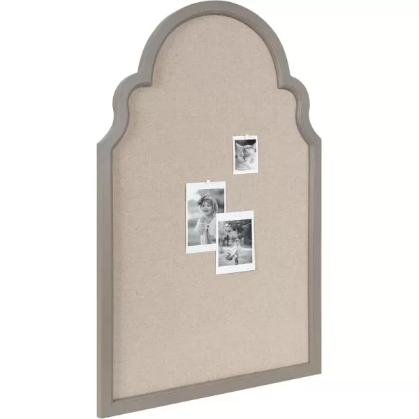 Kate and Laurel Hogan Farmhouse Framed Arch Fabric Pinboard 24 x 36 Black Decorative Bulletin Board with Moroccan Arch and Linen Fabric Pinning Surface for WallGray