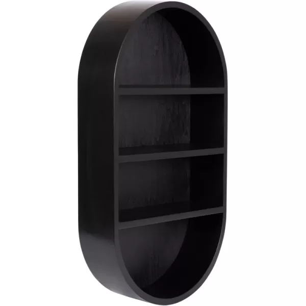 Kate and Laurel Hutton Modern Capsule Wall Shelf 16 x 28 Black Minimal Round Oval Wall Shelves for Above Toilet Bathroom StorageBlack