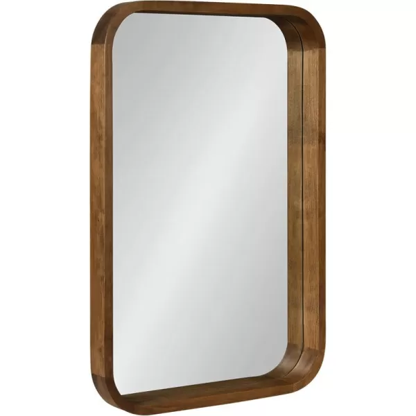 Kate and Laurel Hutton Modern Rounded Rectangle Wall Mirror 24 x 36 Natural Wood Decorative Scandinavian Rectangular Wall Decor for Bathroom Mirror for Over SinkRustic Brown