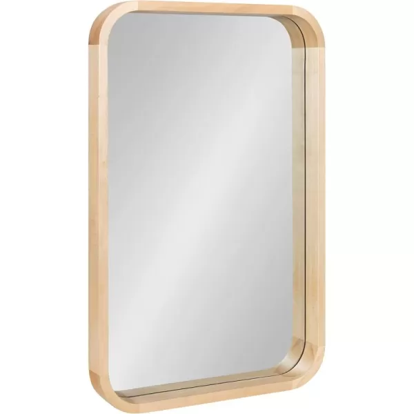 Kate and Laurel Hutton Modern Rounded Rectangle Wall Mirror 24 x 36 Natural Wood Decorative Scandinavian Rectangular Wall Decor for Bathroom Mirror for Over SinkNatural