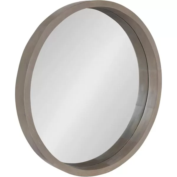 Kate and Laurel Hutton Round Decorative Wood Frame Wall Mirror 30 Inch Diameter Natural RusticGrey