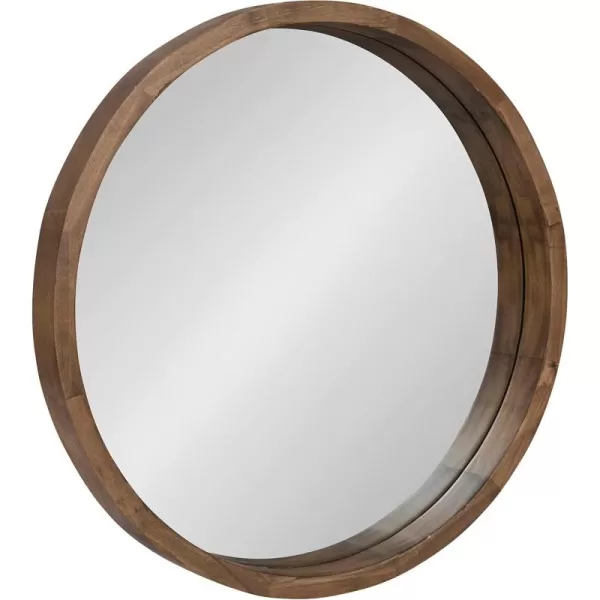 Kate and Laurel Hutton Round Decorative Wood Frame Wall Mirror 30 Inch Diameter Natural RusticRustic Brown