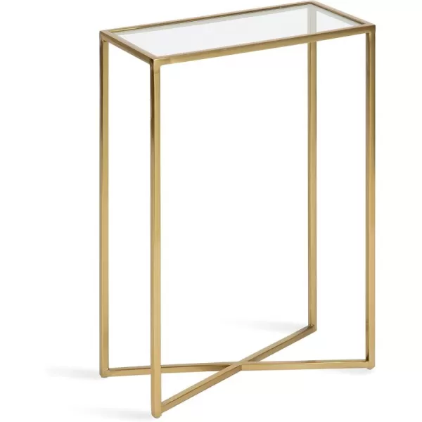 Kate and Laurel Jaspur Modern Slim Side Table 16 x 8 x 24 White Marble and Gold Decorative Glam Narrow End Table for Use as Narrow Bedroom Nightstand or Living Room AccentGold