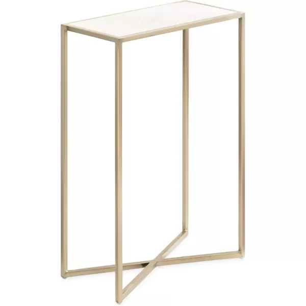 Kate and Laurel Jaspur Modern Slim Side Table 16 x 8 x 24 White Marble and Gold Decorative Glam Narrow End Table for Use as Narrow Bedroom Nightstand or Living Room AccentWhiteGold