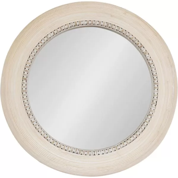 Kate and Laurel Jonesport Chunky Decorative Round Mirror 26 Inch Diameter Light Natural Coastal Circle Mirror with Beaded Detail Design for Bathroom Mirror for Over Sink