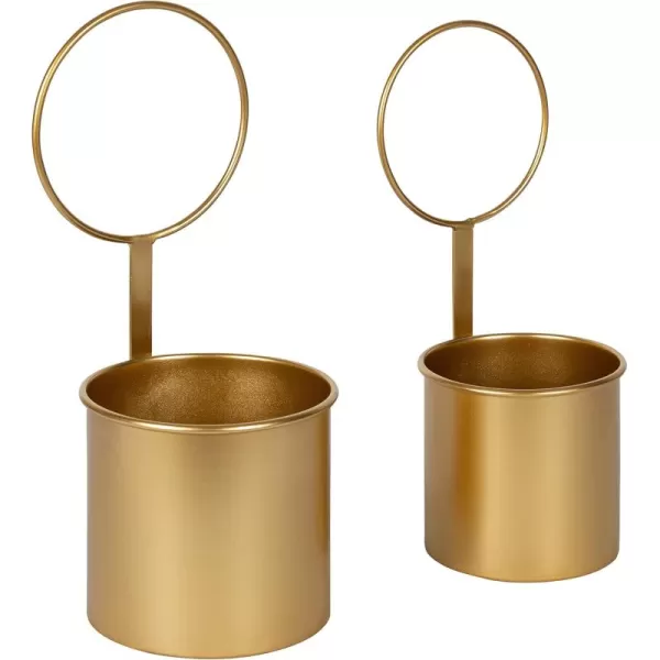 Kate and Laurel Kellet Modern Wall Planter Set of 2 Gold Geometric Indoor Hanging PlantersGold