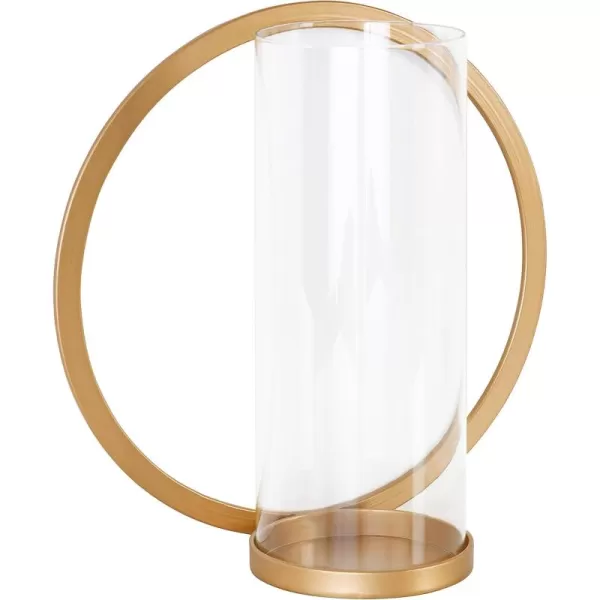 Kate and Laurel Khauli Glam Round Wall Sconce 12 Inch Diameter Black Metal Geometric Candle Holders for WallGold
