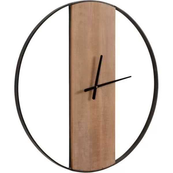 Kate and Laurel Ladd Modern Numberless Round Wall Clock 32 Inch Diameter Hazelnut and Black Decorative Minimal Metal and Wood Clock for Living Room DecorNaturalBlack