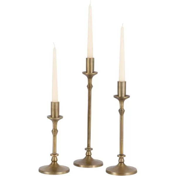 Kate and Laurel Lahari Vintage ThreePiece Taper Candle Holder Set Set of 3 Black Cast Aluminum Metal Candlestick Holders for Dining Table or Fireplace Mantel DisplayGold