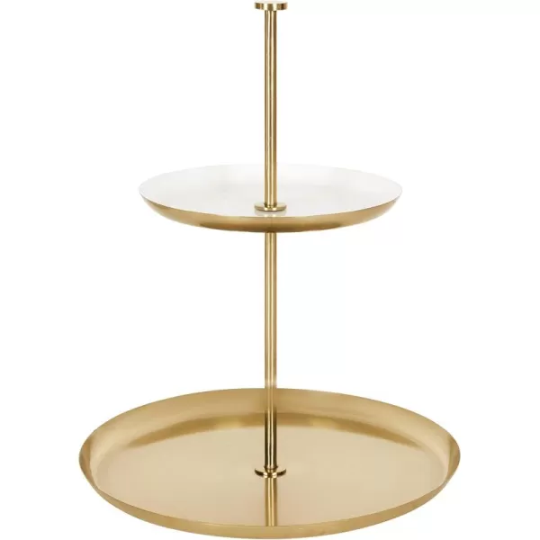 Kate and Laurel Laranya Tiered Round Decorative Tray 12x12x15 WhiteGoldWhiteGold
