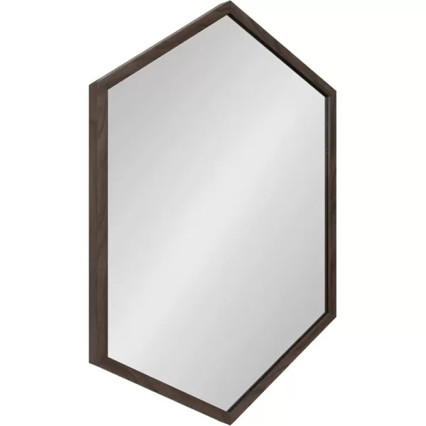 Kate and Laurel Laverty Glam Framed Framed Hexagon Mirror 22 x 31 Gold Modern Geometric Wall DecorWalnut Brown