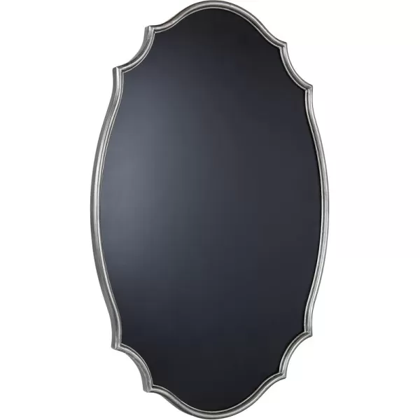 Kate and Laurel Leanna Decorative Scalloped Metal Chalkboard 24 x 36 Gold Framed Rounded Oval Vintage Chalkboard for Unique Display Organization and DecorSilver