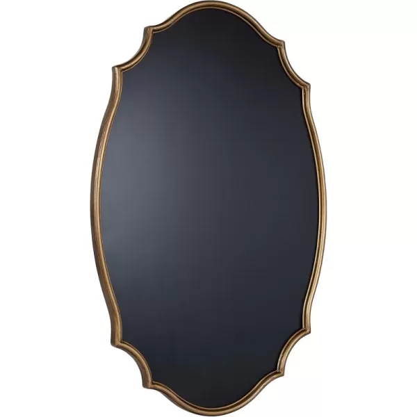 Kate and Laurel Leanna Decorative Scalloped Metal Chalkboard 24 x 36 Gold Framed Rounded Oval Vintage Chalkboard for Unique Display Organization and DecorGold