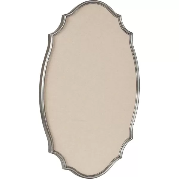 Kate and Laurel Leanna Scalloped Metal Pinboard 24 x 36 Gold Framed Rounded Oval Vintage Bulletin Board for Unique Display Organization and Decor 24x36Silver