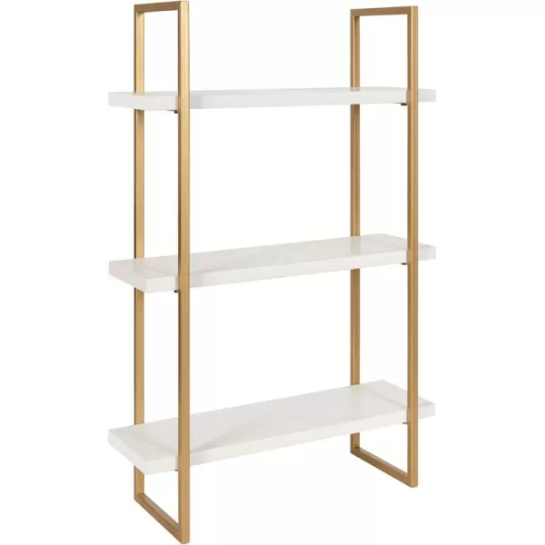 Kate and Laurel Leigh Wood and Metal Wall Shelf 30quot x 24quot White and Gold Unique Modern Glam Home Decor with Efficient Storage Shelves for Smaller SpacesWhiteGold