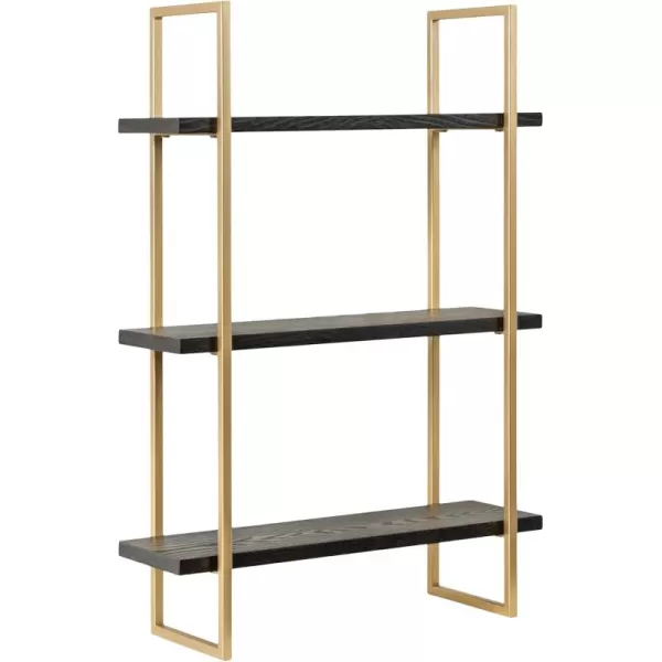 Kate and Laurel Leigh Wood and Metal Wall Shelf 30quot x 24quot White and Gold Unique Modern Glam Home Decor with Efficient Storage Shelves for Smaller SpacesBlackGold