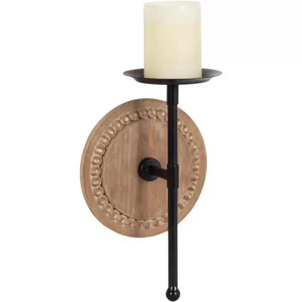 Kate and Laurel Letta Traditional Wall Sconce 8 x 6 x 12 Rustic Brown and Black TwoTone Modern Farmhouse Wood and Metal Candle Holder for Flameless Candles