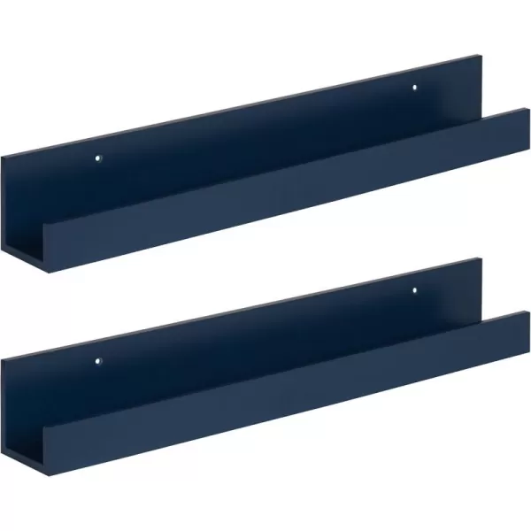 Kate and Laurel Levie 24 inch 2Pack Wood Floating Wall Shelf Picture Frame Holder Ledge Navy BlueNavy Blue