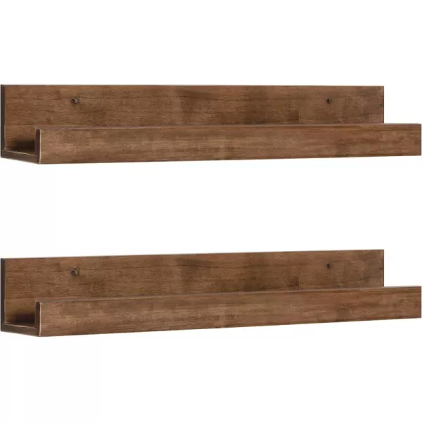 Kate and Laurel Levie 24 inch 2Pack Wood Floating Wall Shelf Picture Frame Holder Ledge Navy BlueRustic Brown