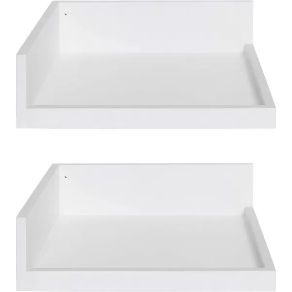 Kate and Laurel Levie Modern Floating Corner Wood Wall Shelves 12 x 12 Inches 2 Pack Walnut BrownWhite