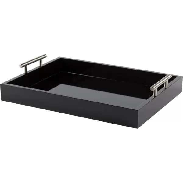 Kate and Laurel Lipton Decorative Tray with Polished Gold Metal Handles Soft PinkBlack
