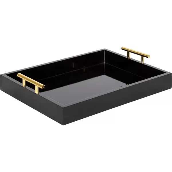 Kate and Laurel Lipton Decorative Tray with Polished Gold Metal Handles Soft PinkBlackGold