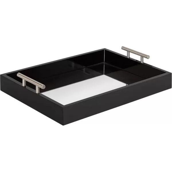 Kate and Laurel Lipton Decorative Tray with Polished Gold Metal Handles Soft PinkBlackSilver