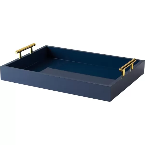 Kate and Laurel Lipton Decorative Tray with Polished Gold Metal Handles Soft PinkBlue