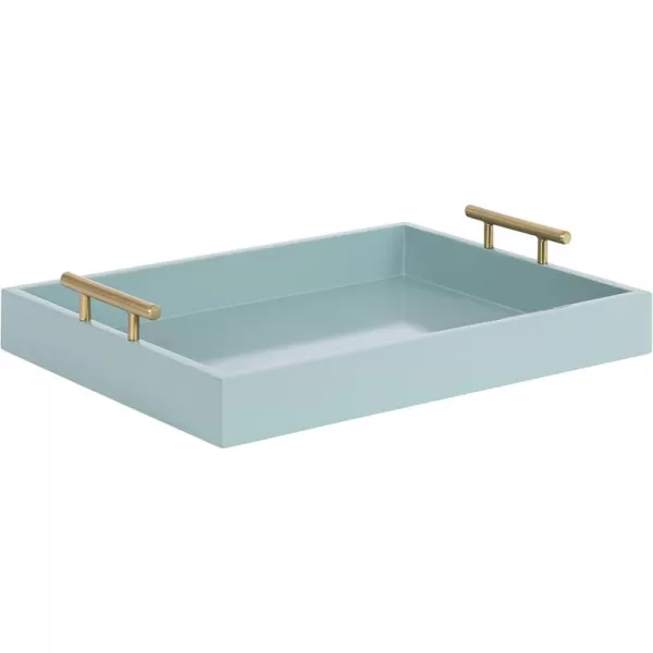 Kate and Laurel Lipton Decorative Tray with Polished Gold Metal Handles Soft PinkBlueGold