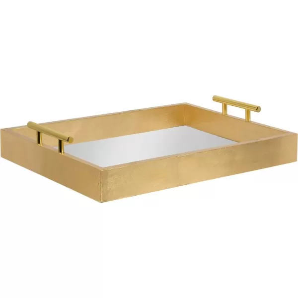 Kate and Laurel Lipton Decorative Tray with Polished Gold Metal Handles Soft PinkGold