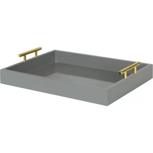 Kate and Laurel Lipton Decorative Tray with Polished Gold Metal Handles Soft PinkGray