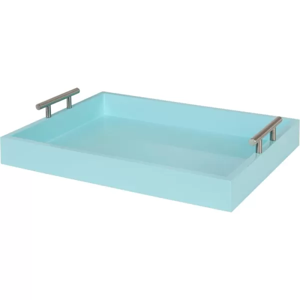 Kate and Laurel Lipton Decorative Tray with Polished Gold Metal Handles Soft PinkLight Teal