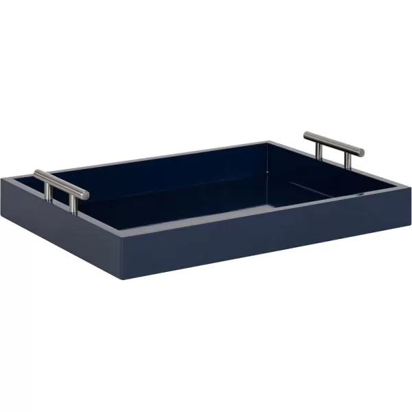 Kate and Laurel Lipton Decorative Tray with Polished Gold Metal Handles Soft PinkNavy BlueSilver