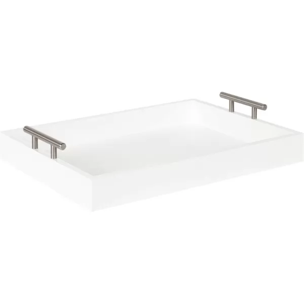 Kate and Laurel Lipton Decorative Tray with Polished Gold Metal Handles Soft PinkWhite
