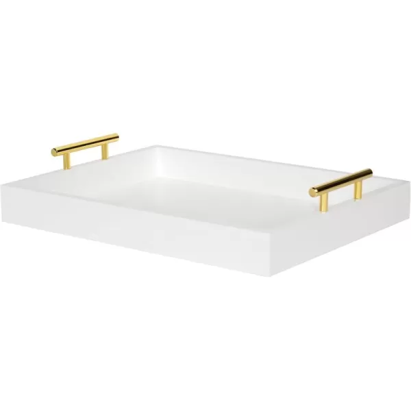 Kate and Laurel Lipton Decorative Tray with Polished Gold Metal Handles Soft PinkWhiteGold