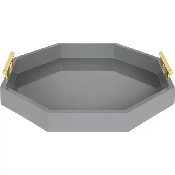 Kate and Laurel Lipton MidCentury Octagon Decorative Tray 18quot x 18quot Gray and Gold Decorative Chic Serving TrayGray