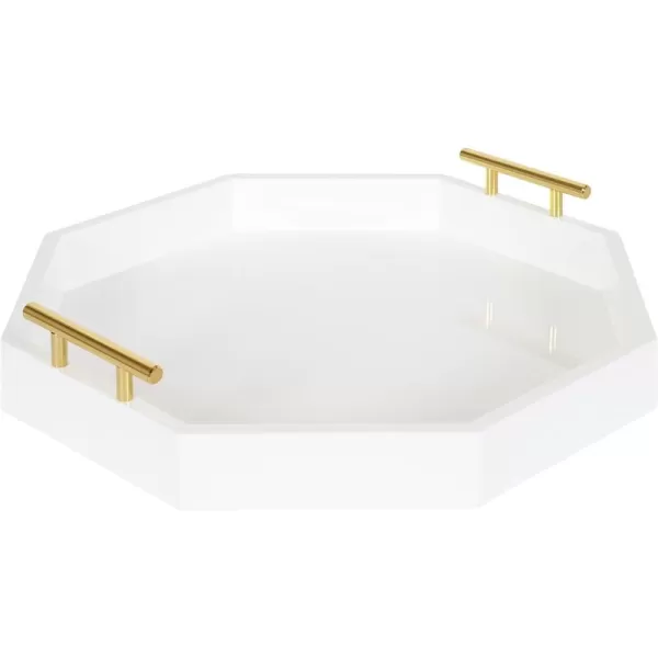 Kate and Laurel Lipton MidCentury Octagon Decorative Tray 18quot x 18quot Gray and Gold Decorative Chic Serving TrayWhite