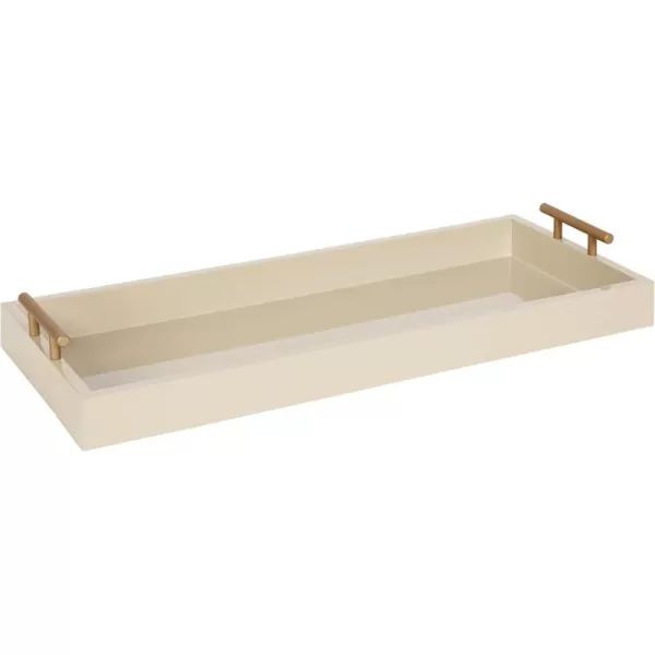 Kate and Laurel Lipton Narrow Decorative Tray with Polished Metal Handles 10 x 24 Black and Gold Chic Accent Tray for Display and StorageNatural