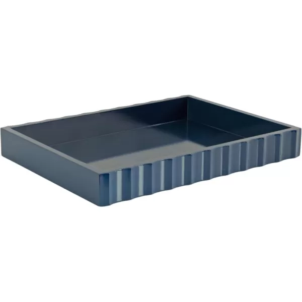 Kate and Laurel Lissi Decorative Rectangle Tray with Wavy Design 16 x 12 Navy Blue Modern Scalloped Serving Tray for Coffee Table Ottoman Dining Table or Entryway CatchAll TrayNavy Blue
