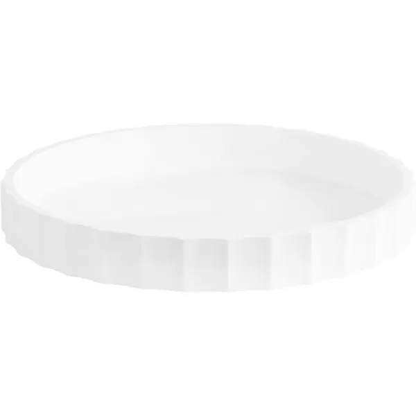 Kate and Laurel Lissi Decorative Round Tray with Wavy Design 16 Inch Diameter White Modern Scalloped Circle Serving Tray for Coffee Table Ottoman Dining Table or Entryway CatchAll TrayWhite