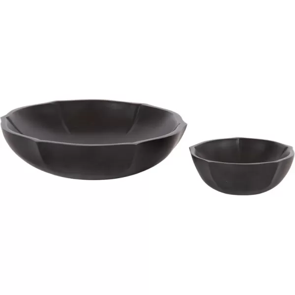 Kate and Laurel Lorah Decorative Carved Lotus Wooden Bowls Set of 2 Black Modern FoodSafe Fruit Bowls for Kitchen Counter or Use as a Key Bowl Set for an Entryway TableBlack