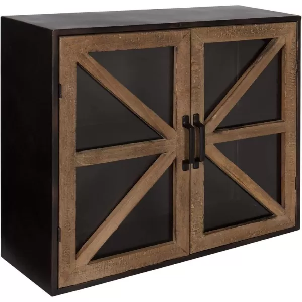 Kate and Laurel Mace Decorative Farmhouse Rustic Wood and Metal Wall Mounted Double Door Storage Cabinet 24 x 8 x 20 Rustic Brown and Black Wooden Floating Wall Cabinet for Versatile Home Storage