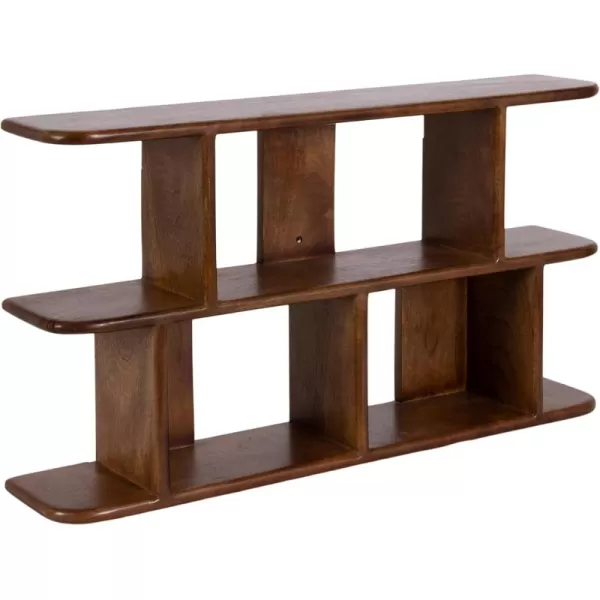 Kate and Laurel Madero Transitional Solid Wood Wall Shelf 30 x 6 x 17 Walnut Brown Modern Small Bookshelf for Use as Living Room Display Shelf or Over Toilet Storage ShelfWalnut Brown