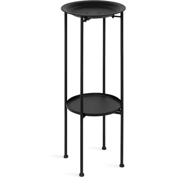 Kate and Laurel Mahdavi Modern Unique Plant Stand Accent Table with Textured Top 12x12x27 BlackBlack