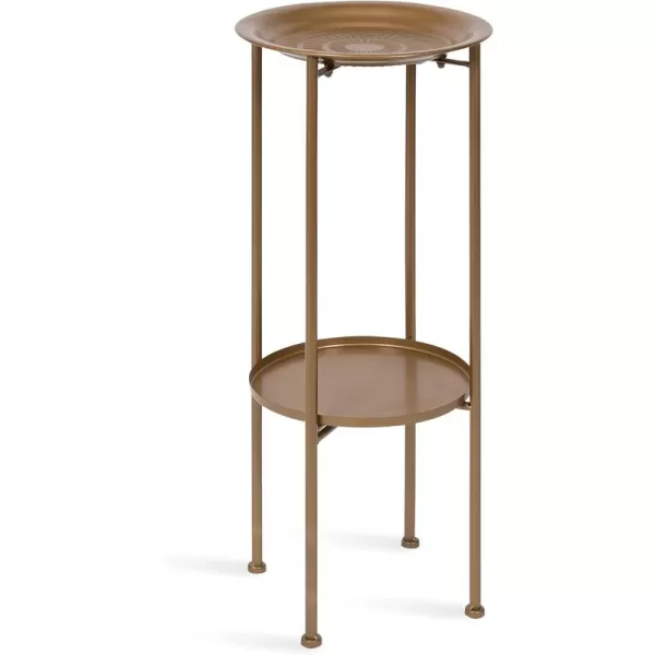 Kate and Laurel Mahdavi Modern Unique Plant Stand Accent Table with Textured Top 12x12x27 BlackGold