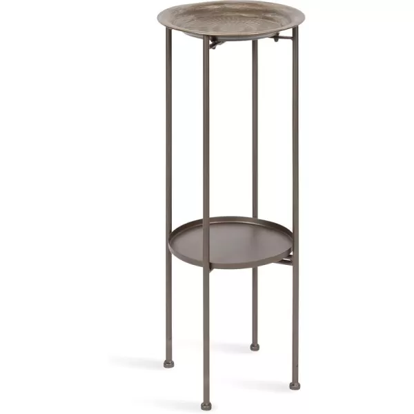 Kate and Laurel Mahdavi Modern Unique Plant Stand Accent Table with Textured Top 12x12x27 BlackPewter