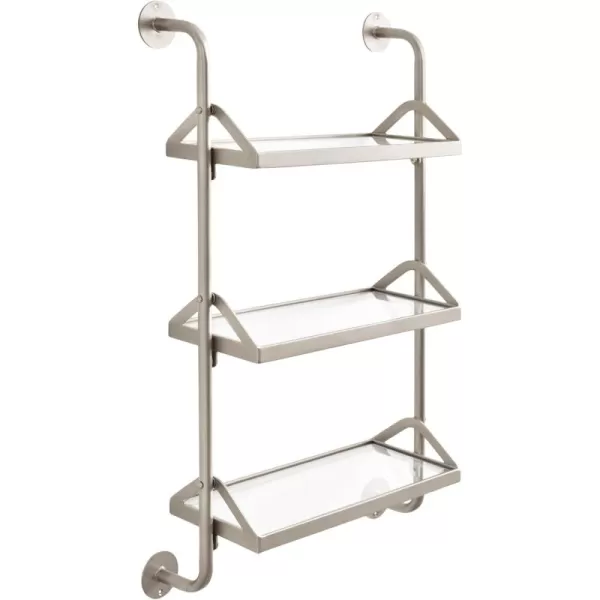 Kate and Laurel Marit ThreeTiered Wall Shelf 18 x 6 x 30 Silver Glam Decorative Floating Shelf Storage and Wall Organizer for Over The Toilet Storage Bathroom DisplaySilver