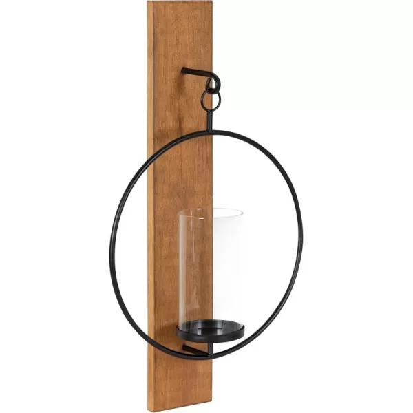 Kate and Laurel Maxfield MidCentury Wall Sconce 13 x 24 Walnut Brown Decorative Hanging Wall Sconce for Lights Flameless Candles and Small PlantsRustic BrownBlack