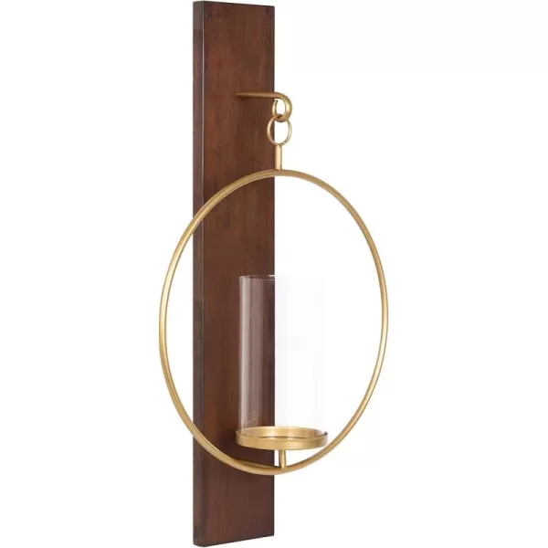 Kate and Laurel Maxfield MidCentury Wall Sconce 13 x 24 Walnut Brown Decorative Hanging Wall Sconce for Lights Flameless Candles and Small PlantsWalnut Brown